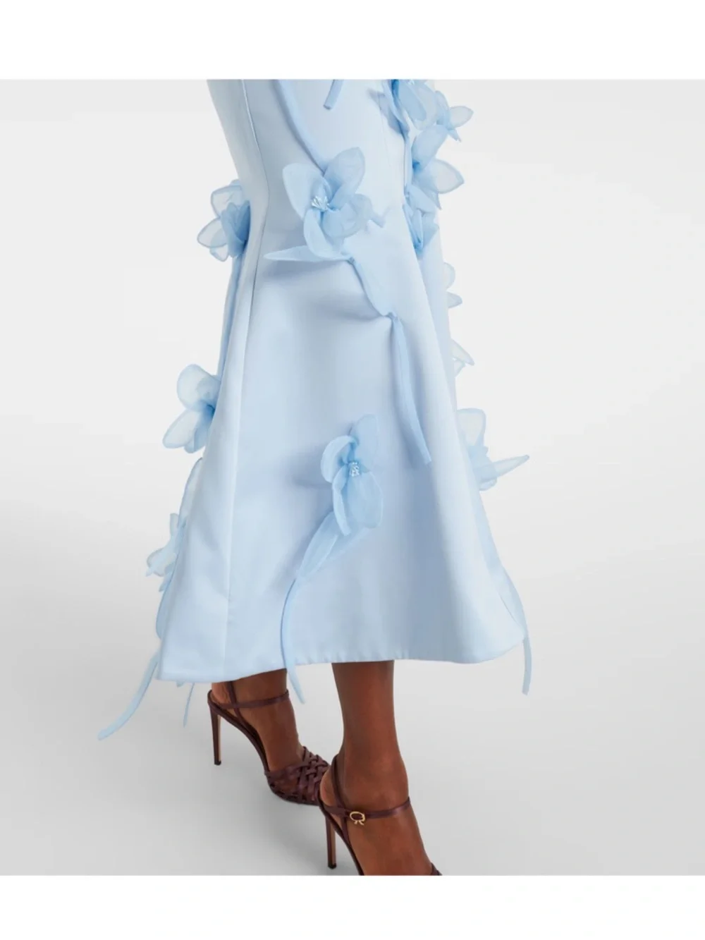 Strapless Light Blue Floral Appliqué Midi Dress - Picture 4 of 4